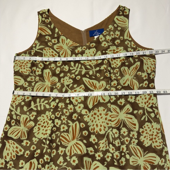 NEW j.h. collectibles Floral & Butterflies 16W Green Brown Maxi Dress ~ Perfect - Picture 4 of 9